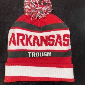 Red and White Arkansas Beanie